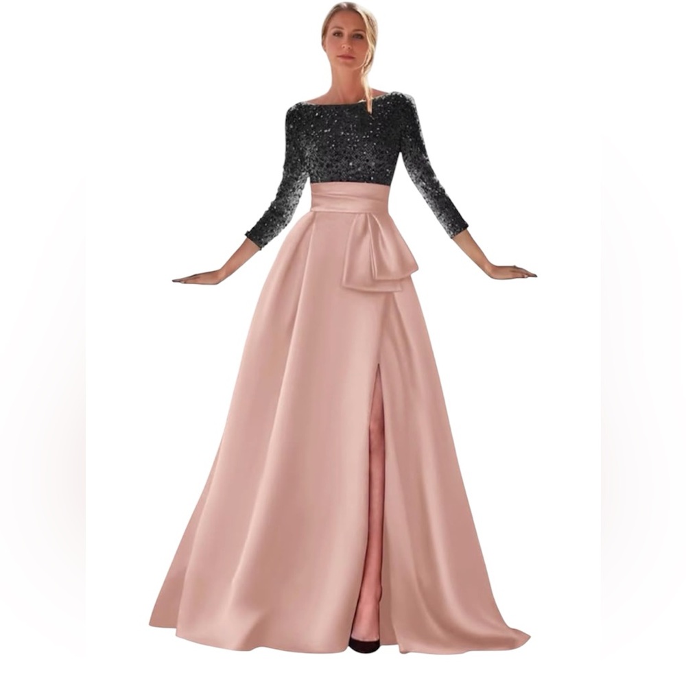 Chic Sequin Black and Pink Wedding Gown